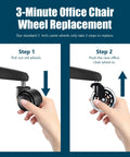 Steps for installing Set Of Five 3 Inch Smooth Replacement Chair Wheels With Rollerblade Style Bearings For Ultra Quiet Glide 880 Lbs