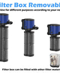 660GPH Submersible Pond Pump With Sponge Filter And 3 Stage Filtration showing removable filter box and sponge materials