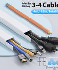 Large PVC Cable Cover Kit For Wall Mounted TV Cords 66 Inch Four Sections Sixteen And A Half Inch Each White