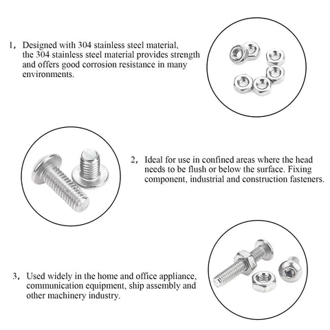 360 Piece M3 Stainless Steel 304 Hex Button Head Bolts Screws And Nuts Kit With Sizes 4Mm 6Mm 8Mm 12Mm 16Mm 20Mm DIY