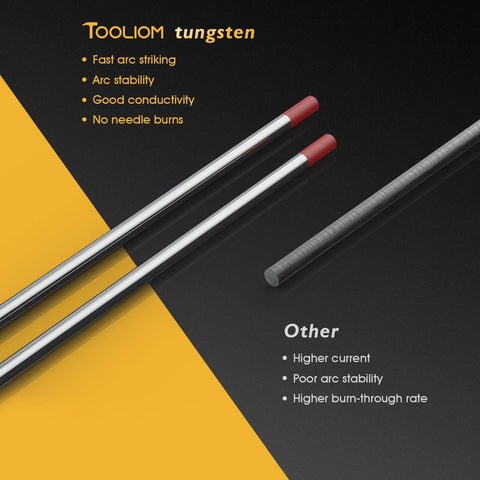 3/32 Inch By 7 Inch Red EWTh-2 TIG Tungsten Electrodes 10 Pack Vacuum Sealed Anti Oxidation AWS A5.12M/A5.12:2009 Compliance