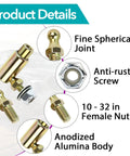 Throttle Disconnect Quick Release Ball Joint Kit with 10-32 UNF threads showing fine spherical joint and anti-rust screw details