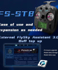 FS ST8 2.4GHz RC Transmitter With 10 Channels And FS SR8 Receiver, showing ease of use and external FlySky Assistant 3.0