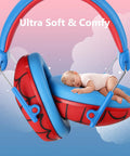Kids Noise Canceling Headphones With Hearing Protection For Ages 3 To 15 Red Monster Jam Truck Style Earmuffs with sleeping baby