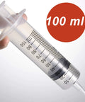 Heavy Duty 100 Ml Plastic Syringes Two Pack With Slick Catheter Tips for precise measuring and watering in gardens.