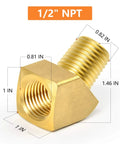 Two Pack 45 Degree Street Elbow Brass Pipe Fittings Half Inch NPT Female To Half Inch NPT Male Heavy Duty Brass Beefy Threads 150 PSI