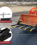 Heavy Duty 42 Inch Clamp On Debris Forks For Skid Steer And Tractor Loaders With 2500 Lbs Capacity on red tractor bucket