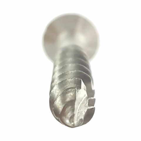 Built Different Stainless Steel Deck Screws Bugle Head Star Drive Partial Thread Bright Finish Tough As Nails Wood Fencing Composite Board Assembly Outdoor Project No Sweat Installation Heavy Duty Fasteners 50 Pack Size 12 By 4 Inch Type Seventeen Point close-up view of screw head and threading