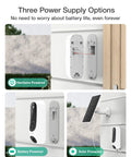 Three power options for Dual Camera 2K Video Doorbell With 5MP Ultra HD Vision Wide 190 Degree Field Of View Free Video History