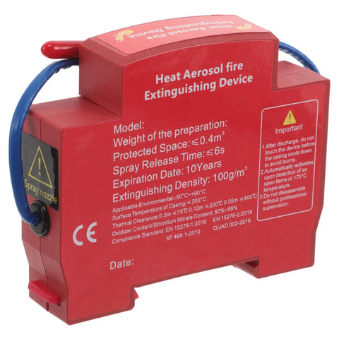 Hella Smooth Automatic Fire Extinguisher Aerosol Spray Sticker With Rock Solid Back Adhesive For Vehicle Engine Bay and Home Garage Safety Boss Level Heat Resistant Flame Retardant Protection 10g Capacity, red fire extinguishing device.