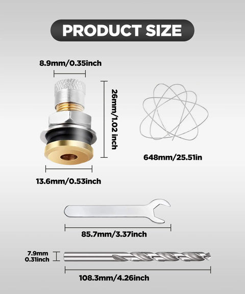 Six Pack Gas Tank Vent Caps Kit With Drill Bit And Wrenches Leak Proof Metal Gas Can Vent Caps product size details