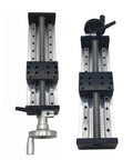 4 Inch Stroke Manual Linear Motion Guide Table With Heavy Duty Pro Grade Dual Axis Slide Rail SFU1605 C7 Ball Screw CNC Linear Stage Module With Handwheel displayed.