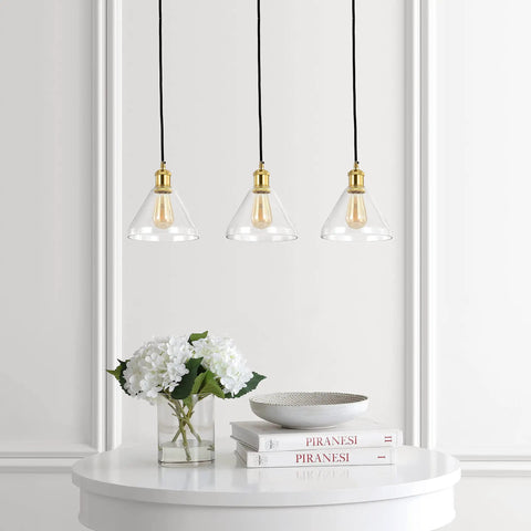 Brass Gold And Black 3-Light Linear Pendant Light For Kitchen Island And Dining Room, Adjustable Height, Modern Farmhouse Vibe