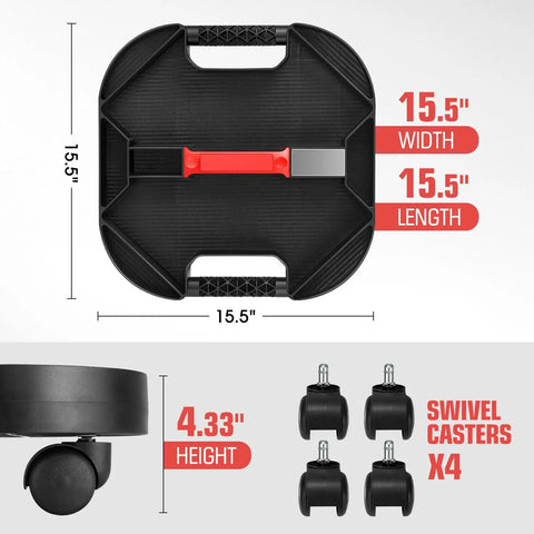 Portable Tool Creeper Caddy Tray With Four Swivel Wheels For Automotive Repair And Home Garage Use, dimensions 15.5 x 15.5 x 4.33 in.