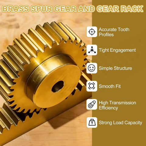 Brass Spur Gear And Gear Rack Set For Heavy Duty CNC And DIY Machines 0.5 Module 18 Tooth pinion with rack