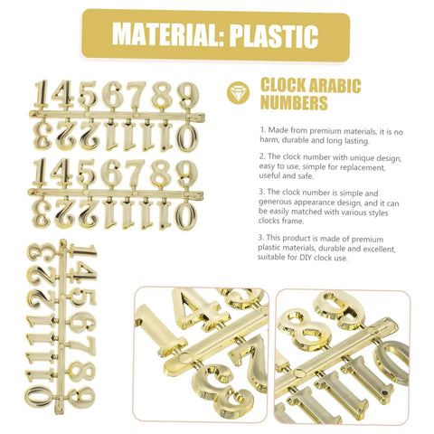 Self Adhesive Gold Clock Numerals Kit With Arabic And Roman Numerals For Easy DIY Wall Clock Repair Adhesive Backed Replacement Parts Sturdy Gold Finish Ideal For Quick Clock Face Fix And Custom Timepiece Makeover