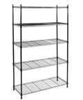 Five Tier Adjustable Metal Wire Shelving Unit With Leveling Feet Heavy Duty Pantry Organizer Rack For Kitchen Garage Laundry Office Black Built To Last And Able To Hold 350 Pounds Per Shelf, black metal wire shelving unit, 5-tier, front view