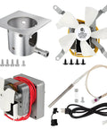 Complete Replacement Parts Kit For Pit Boss And Traeger Wood Pellet Grills including auger motor, fan, burn pot, ignitor, and screws.