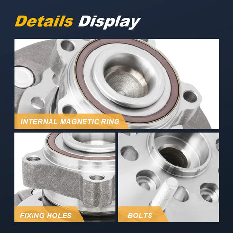 Close-up of 2-Pack Front Wheel Hub And Bearing Assembly For Ford Transit 2015-2019 Vans ABS 5 Lug with details of bolts and ring