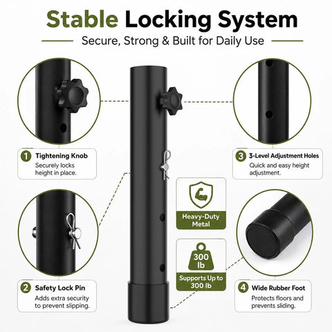 Boost Your Setup Fast With These Adjustable Table Leg Extenders For Folding Desks Heavy Duty Steel Riser with locking system.