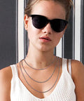Model wearing 5m 304 stainless steel ball chain set with colorful beads for DIY jewelry making