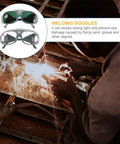 Heavy Duty Pair Of Welding Goggles With Double Layer Plastic Lens Badass Impact Resistant Safety Glasses Lightproof Shop Gear For Daily Grind And Heavy Fabrication Work shown during welding task.