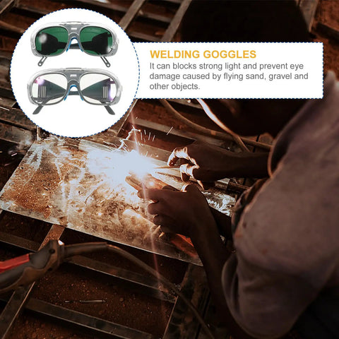 Heavy Duty Pair Of Welding Goggles With Double Layer Plastic Lens Badass Impact Resistant Safety Glasses Lightproof Shop Gear For Daily Grind And Heavy Fabrication Work shown during welding task.