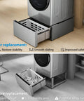 Replacement Left And Right Side Pedestal Drawer Slide Latch Kit directly installed on laundry pedestal for smooth operator functionality.
