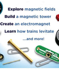 Magnet Fun Lab Kit For Kids 8 Plus A Hands On STEM Toy With Five Magnet Science Projects Build An Electromagnet components and parts displayed.