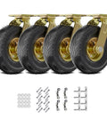 Badass 10 Inch Rubber Caster Wheels Set Of 4 with thick steel plates and hardware for easy mobility on carts and workbenches.
