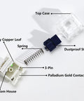 Kailh 35pcs Box Navy Clicky Mechanical Keyboard Switches, 3-Pin 95gf Pre-Lubed Heavy Force Switches For Custom Keyboards, Bold Tactile Click With Smooth Actuation Right Out Of The Box. Exploded view of blue switch parts