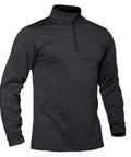 Mens Quarter Zip Fleece Lined Sweatshirt Lightweight Thermal Pullover With Collar For Up Or Down Wear Long Sleeve Golf Sweater Warm Black XL