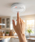 Battery Powered Indoor Safety Detector With Test And Mute, Low Power Indicator, And Photoelectric Sensor For Early Smoke And Fire Alerts In Homes, Easy Install, 1 Pack on ceiling