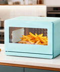 Microwave with Two Pack Microwave Waveguide Covers Replacement 4.7 By 3.9 Inch Mica Sheets installed cooking fries on kitchen counter.