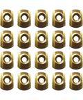 20 Piece M8 Hydrofoil Mounting T Nuts Hardware Kit For Water Sports Boards, brass T nuts arranged in grid pattern