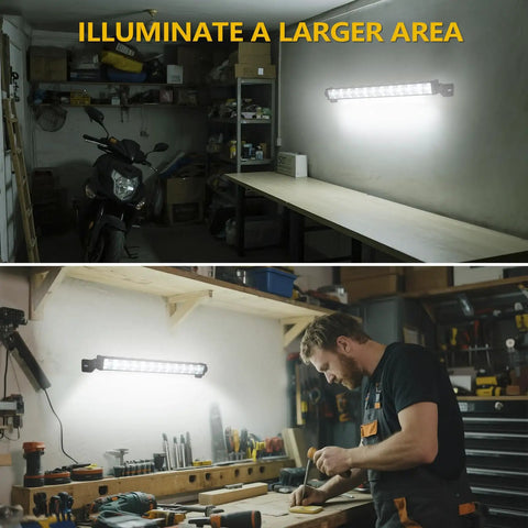 Bright 24W LED Shop Light with Six Point Five Foot Cord and On Off Switch 6000K Daylight White 5400 Lumens in use in workshops