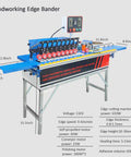 Knockout Automatic Woodworking Edge Bander For Curved And Straight Boards Dual Hot Melt Glue Adjustable Speed Auto Tape Break 110V machine with specifications.
