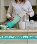 Portable 22oz Stainless Steel Breast Milk Cooler Bottle Keeps Pumped Stash Ice Cold For Up To Twenty Four Hours Goes Hard For Moms On The Go All Day Long with cooling tube and storage bottles.