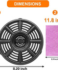 No Stress 6.5 Qt Air Fryer Crisping Plate For Ninja Foodi FD302 FD305 Os300 Os301 Op302 dimensions shown, 8.20 inch diameter.