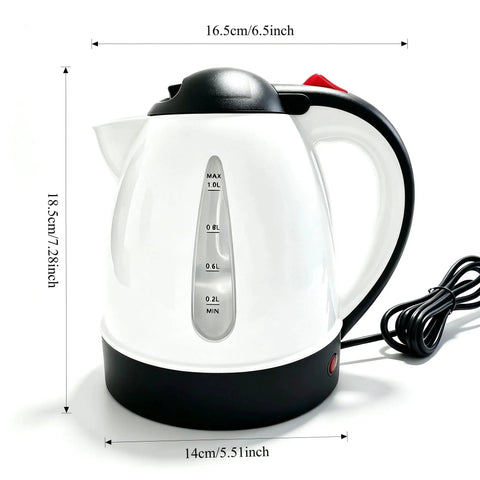 Kickback Ready 24V Car Kettle 1000ML Portable Electric Water Heater For Trucks RVs And Vans with measuring details.
