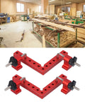90 Degree Positioning Square Right Angle Fixture For Woodworking, Dope Aluminum Alloy Clamp Accessory, dual set, 140mm