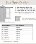 Size specifications for Pure White Thermal Insulated Window Curtains With Silver Grommets, 2 Panels Each 52x84 Inches.