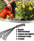 13 Inch Stainless Steel Handheld Shrub Rake With Nine Claws For Soil Loosening, Weeding, Planting And Weed Removal In Small Gardens