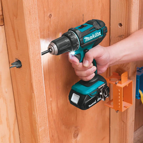 Badass Compact 18V Cordless Driver Drill Body Only equipped with heavy duty metal gears, drilling into wood.