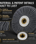 Key Deburring Brush For Key Cutting Machines With Crimped Nylon And Stainless Steel Wheel, close-up view with material details