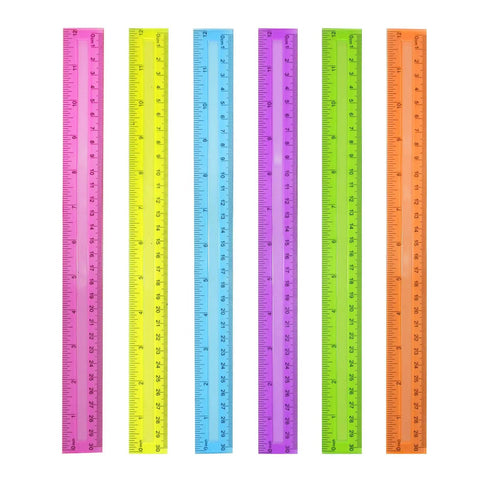 30 Pack Clear Plastic Rulers Bulk Value Set, 12 Inch with Inches and Centimeters, Assorted Color Rulers Bulk Pack for School Home Office