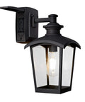 Seeded Glass Outdoor Wall Lantern With Built In GFCI Outlet And Two Receptacles White Finish 1 Light Exterior Lighting For Porch