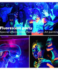 JUDYSSY Led Uv Floodlight 220 50W 100W 150W Halloween Party Flood Lights 395Nm 400Nm Ip66 Waterproof Ultraviolet Stage Lamp for Court,Garden,Warehousewith EU Plu，， at a fluorescent glow party.