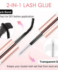 2-in-1 Lash Glue with Black Bond and Transparent Seal for DIY application, featuring brush applicators