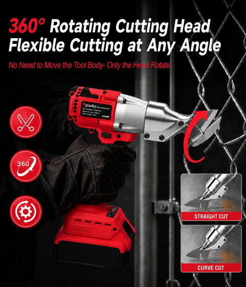 Cordless Metal Shears for Milwaukee 20V Max Tool Only, Brushless Motor For Fast Clean Cuts, No Cord Hassle, Lightweight and Durable for Aluminum, Copper, Stainless Steel, and Sheet Metal, Long Battery Life, Easy Cutting, 360° rotating head cutting chain link metal